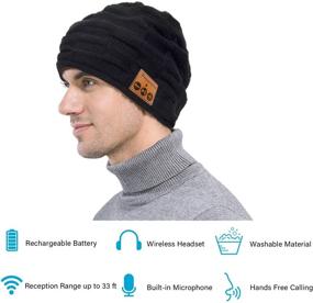 img 3 attached to 🎧 Wireless Headphone Beanie Music Hat Cap for Men Women Teens - Black