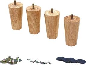 img 4 attached to Solid Wood Furniture Legs - Set of 4 Straight Replacement Legs for Sofa, Couch, Chair, Ottoman, Loveseat, Coffee Table, or Cabinet