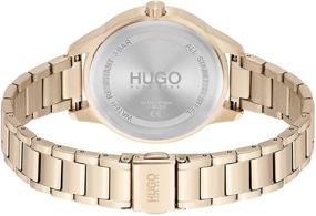 img 2 attached to Женские наручные часы HUGO Boss из нержавеющей стали с ремешком в цветочном дизайне, модель 1540092: кварцевый механизм.