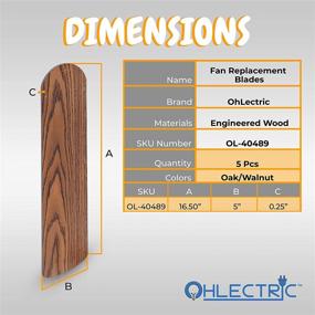 img 3 attached to 🔧 OhLectric OL-40489 5PCS 16 ½ Inches Fan Blades - Replacement Blades for 42-Inch Ceiling Fan - High-Performance Indoor Use - Oak/Walnut Finish