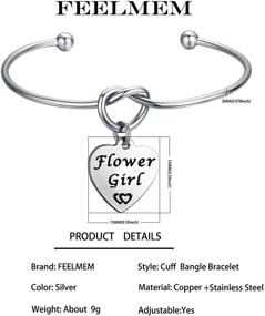 img 3 attached to 🌸 FEELMEM Flower Girl Bracelet: Heart-Shaped Engraved Message Charm Bangle - Lovely Jewelry for Wedding/Engagement and Family Reunion Gift