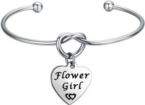 img 4 attached to 🌸 FEELMEM Flower Girl Bracelet: Heart-Shaped Engraved Message Charm Bangle - Lovely Jewelry for Wedding/Engagement and Family Reunion Gift