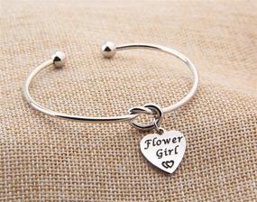 img 2 attached to 🌸 FEELMEM Flower Girl Bracelet: Heart-Shaped Engraved Message Charm Bangle - Lovely Jewelry for Wedding/Engagement and Family Reunion Gift