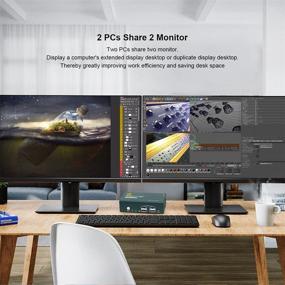 img 2 attached to KVM Switch DP Displayport Dual Monitor Extended Display 2 Port - Ultimate 4K@60Hz Experience with USB Hub and All Cables Included!