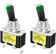 🔋 daiertek green led lighted 12v toggle switch - 2pcs, 30 amp single pole, automotive car aircraft logo