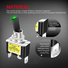 img 1 attached to 🔋 DaierTek Green LED Lighted 12V Toggle Switch - 2pcs, 30 Amp Single Pole, Automotive Car Aircraft