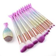 💄 revamp your makeup routine with mermaid makeup brushes – 11pcs professional blending blush concealer synthetic fiber bristles brush special cosmetic brushes kits for women(purple) logo