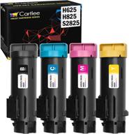 🖨️ cartlee 4 set high yield laser toner cartridges: dell h625cdw h825cdw s2825cdn, smart color ink [black, cyan, magenta, yellow] replacement logo