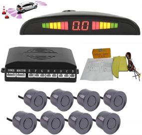 img 4 attached to Car Parking Sensor - Bessie Sparks Car Reverse Parking Radar System 8 Reversing Sensors Kit With Front And Rear Alarm Buzzer Reminder LED Display Safe Driving (Gray)