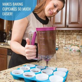 img 1 attached to 🥞 KPKitchen Pancake Batter Dispenser - Versatile Baking Tool for Precise Pouring of Cupcake, Waffles, Muffin Mix, Crepes, Cake & More - Convenient Home Food Gadget with Measuring Label