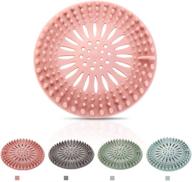 🛁 efficient 4 pack shower drain hair catcher: durable silicone hair clog stopper for easy installation and cleaning in bathroom, bathtub, and kitchen logo