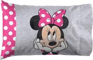 🐭 disney minnie mouse be happy reversible pillowcase - super soft bedding for kids - single, double-sided design (official disney product) logo