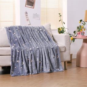 img 1 attached to 🌌 Glow in The Dark Throw Blanket - Galaxy Stars Pattern, 50 x 60 Inches, Flannel Fleece, All Seasons Grey Blanket for Kids - SOCHOW