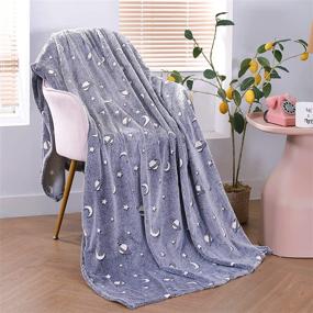 img 3 attached to 🌌 Glow in The Dark Throw Blanket - Galaxy Stars Pattern, 50 x 60 Inches, Flannel Fleece, All Seasons Grey Blanket for Kids - SOCHOW