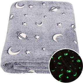 img 4 attached to 🌌 Glow in The Dark Throw Blanket - Galaxy Stars Pattern, 50 x 60 Inches, Flannel Fleece, All Seasons Grey Blanket for Kids - SOCHOW