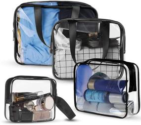 img 2 attached to 🧳 Sariok 4-in-1 Clear Toiletry Bag Set TSA Approved for Travel | Portable Makeup Bag with Zipper Pouch, Handle Straps | Waterproof Packing Organizer Storage for Women, Men, Kids | 4 Sizes Included