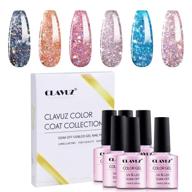 💅 clavuz gel polish kit - 6pcs glitter nail polish set | soak off uv led nail lacquer | manicure nail art tool kit - 10ml logo