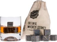 🥃 deluxe whiskey stones gift set: 12 pcs reusable marble ice cubes in dark grey | perfect birthday gift for whiskey lovers - enhance your whiskey, bourbon, scotch, gin, cognac & wine! logo