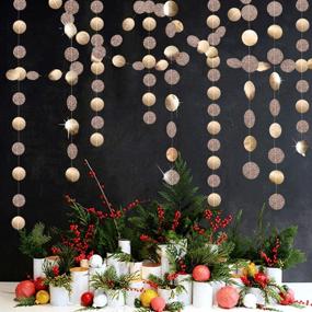 img 4 attached to 🥂 Champagne Gold Paper Garland Streamers - 6 Pack Circle Dots Decorations for Party Backdrop, Hanging Decor Bunting Banner - Total 78 Ft