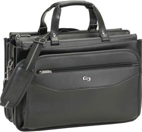 img 4 attached to Solo New York Harrison 16-Inch Laptop Briefcase with Triple Compartments in Black