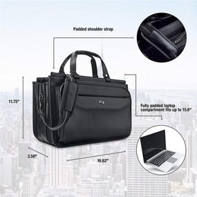 img 3 attached to Solo New York Harrison 16-Inch Laptop Briefcase with Triple Compartments in Black