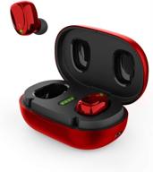 bnchi true wireless earbuds bluetooth 5.0 headphones with metal charging case, superior stereo sound, noise-canceling mic, touch control, 42 hours playback for iphone and android (red) logo