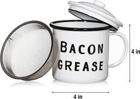 img 2 attached to 🥓 Golden Hills Mercantile Bacon Grease Container - Rustic Mid-Century Modern Farmhouse Design, White Enamel on Metal, Vintage Enamelware with Lid - 4"x4" (Black) - Improved SEO