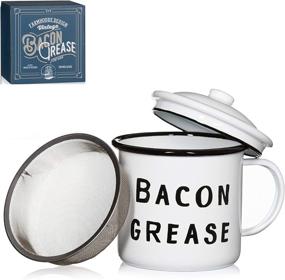 img 4 attached to 🥓 Golden Hills Mercantile Bacon Grease Container - Rustic Mid-Century Modern Farmhouse Design, White Enamel on Metal, Vintage Enamelware with Lid - 4"x4" (Black) - Improved SEO