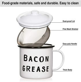 img 3 attached to 🥓 Golden Hills Mercantile Bacon Grease Container - Rustic Mid-Century Modern Farmhouse Design, White Enamel on Metal, Vintage Enamelware with Lid - 4"x4" (Black) - Improved SEO