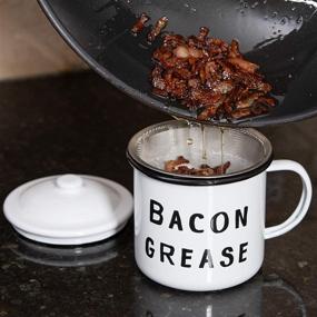 img 1 attached to 🥓 Golden Hills Mercantile Bacon Grease Container - Rustic Mid-Century Modern Farmhouse Design, White Enamel on Metal, Vintage Enamelware with Lid - 4"x4" (Black) - Improved SEO