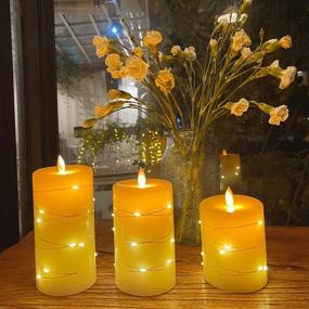 img 3 attached to 🕯️ Flameless Candles Set of 3 - Battery Operated LED Candles with String Lights, Remote Control, Timer - Ideal for Seasonal and Festival Celebrations