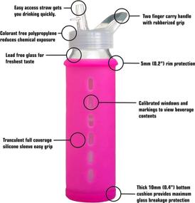 img 3 attached to 🌱 Eco-Friendly Glass Water Bottle 21 Ounce/630 ml with Straw Lid, Silicone Sleeve, and Wide Mouth Opening