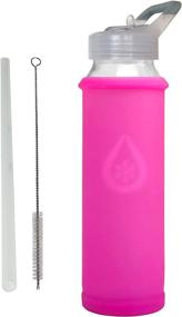 img 4 attached to 🌱 Eco-Friendly Glass Water Bottle 21 Ounce/630 ml with Straw Lid, Silicone Sleeve, and Wide Mouth Opening