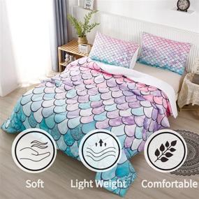 img 3 attached to 🧜 RYNGHIPY Colorful Mermaid Scale Print Comforter Bedding Set - Twin Size, Soft Microfiber Coverlet Set/Bedspread/Quilt with Colorful Scale Design - Mermaid Themed Twin Bedding Set