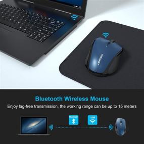 img 2 attached to 🖱️ Беспроводная компьютерная мышь TECKNET Bluetooth - 5 уровней настраиваемой чувствительности DPI, 24-месячный срок службы аккумулятора, 6 кнопок для Ipad/Laptop/Surface Pro/Windows Computer/Chromebook, синий.