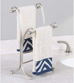 img 3 attached to 🛁 Stylish 2-Tier Fingertip Towel Holder Stand - Matte Satin Finish for Bathroom Vanity Countertops - Space Saving Storage Solution for Small Guest Towels or Washcloths - 13.6" High - mDesign Decorative Metal