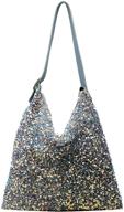 glitter sequin shoulder capacity shopping women's handbags & wallets logo