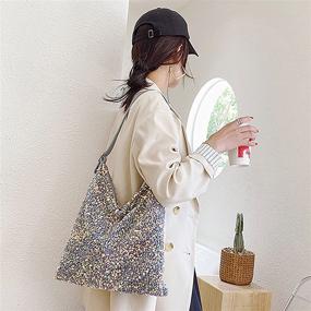 img 3 attached to Glitter Sequin Shoulder Capacity Shopping Women's Handbags & Wallets