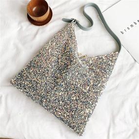 img 1 attached to Glitter Sequin Shoulder Capacity Shopping Women's Handbags & Wallets