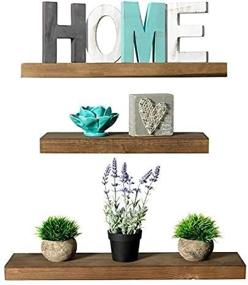 img 2 attached to 🏡 Rustic Farmhouse 3 Tier Floating Wood Shelf - Set of 3 Floating Wall Shelves (White Oak)