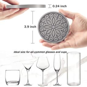 img 3 attached to QUSUM Silicone Coasters with Holder - Set of 🏠 6, Perfect for Birthday, Housewarming & Room Decor in Grey