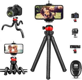 img 4 attached to 📷 Flexible iPhone Tripod: Portable and Adjustable Stand with Wireless Remote for iPhone, Android, Samsung, DSLR, and GoPro Cameras