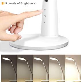 img 3 attached to Adjustable Brightness LED Desk Lamp for Bedroom, Office, Reading, Study - Gerintech Dimmable White Table Lamp