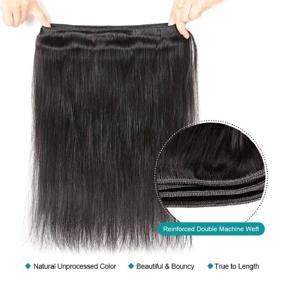 img 1 attached to 💁 Набор волос Brazilian Straight Hair - 10A Наращивание из волос человека, 100% непереработанные Реми-волосы, 3 набора в натуральном цвете (14 16 18)