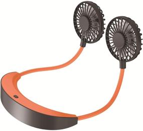 img 4 attached to 🔶 YouBaby 2020 New Portable Neck Fan - 5200mAh Battery Operated Sport Fan - Quiet Hanging Neck Fan - Neck Fan High Capacity - Hands Free USB Fan With 3 Speeds - Long Battery Life 10H Working Hours - 360° Adjustable - Lower Noise Strong Airflow - Headphone Designonal Wearable Personal Fan for Home Office Outdoor Sports Travel (Orange)