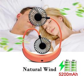img 1 attached to 🔶 YouBaby 2020 New Portable Neck Fan - 5200mAh Battery Operated Sport Fan - Quiet Hanging Neck Fan - Neck Fan High Capacity - Hands Free USB Fan With 3 Speeds - Long Battery Life 10H Working Hours - 360° Adjustable - Lower Noise Strong Airflow - Headphone Designonal Wearable Personal Fan for Home Office Outdoor Sports Travel (Orange)