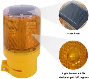 img 3 attached to 🚧 Qooltek Solar LED Warning Light: Wireless Control for Enhanced Garden Safety - Flashing Barricade Light for Road Construction, Traffic & Safety Signs - Yellow Flicker Beacon Lamp