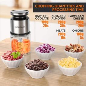 img 3 attached to 🍲 Homeasy Food Processor Small: 300W Mini Chopper with 4 Sharp Blades, Ideal for Salad, Sauces, Vegetables, Meat, Fruits, Nuts - 600ml Stainless Steel Grinder