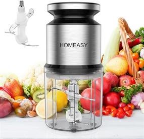 img 4 attached to 🍲 Homeasy Food Processor Small: 300W Mini Chopper with 4 Sharp Blades, Ideal for Salad, Sauces, Vegetables, Meat, Fruits, Nuts - 600ml Stainless Steel Grinder