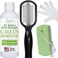 👣 dr. entre's callus remover kit: 8oz gel for callus removal, foot file, pumice stone, 5 glove pairs for gel application, spa kit, foot care, pedicure tools for cracked heels logo
